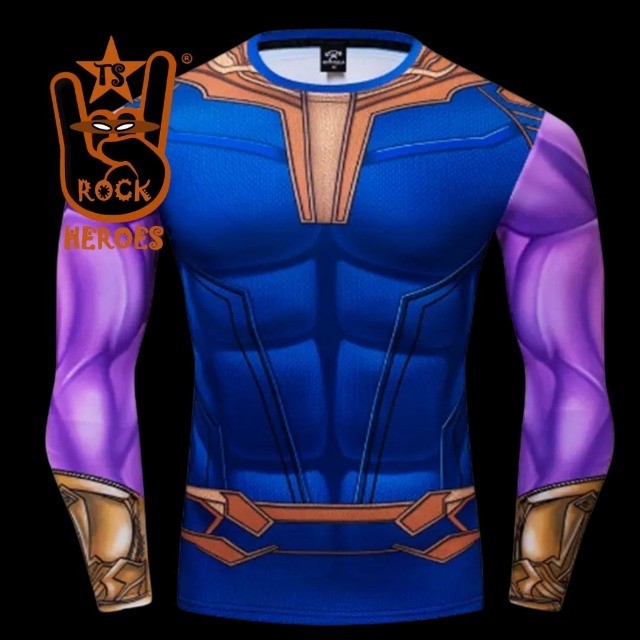  Camisa de Compressão Thanos Manga Longa Rashguard Elastano
