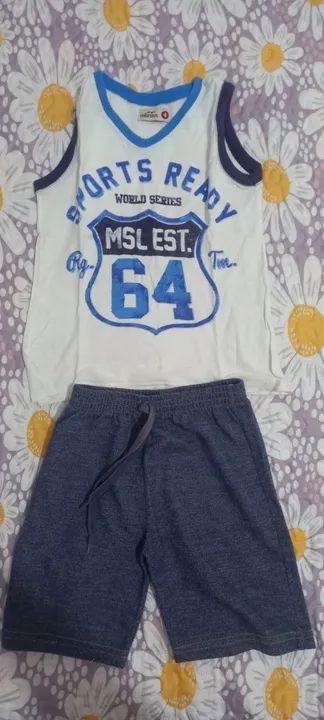 Roupa camiseta regata e bermuda tamanho 04 usado. - Foto 4