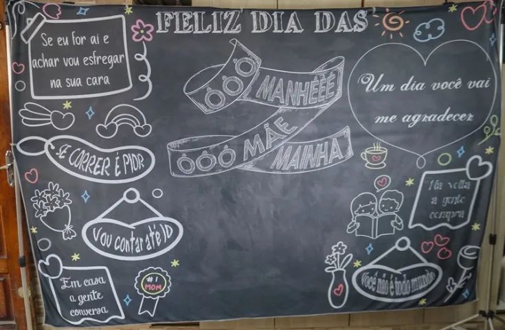 Fundo Fotográfico Tecido - dia das mães 1,50x2,20 (cód ff37) ***usado somente uma vez*** - Foto 2