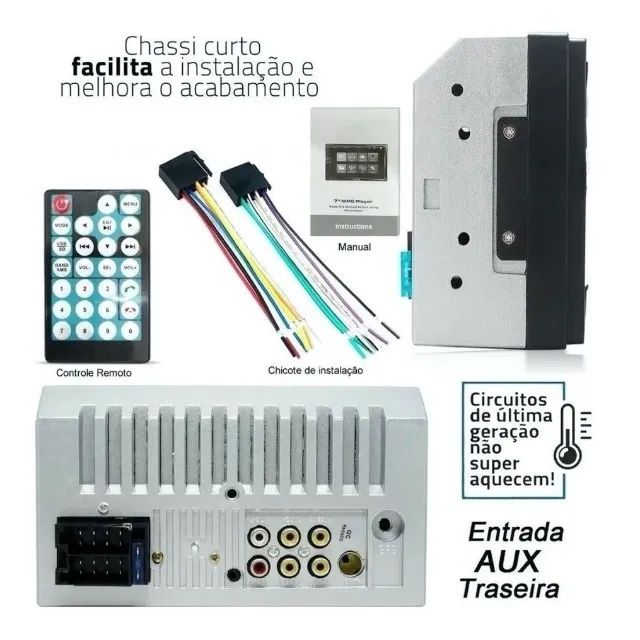 Central Multimidia 7 Pol. 2 Din Automotiva Universal Bluetooth  - Foto 3