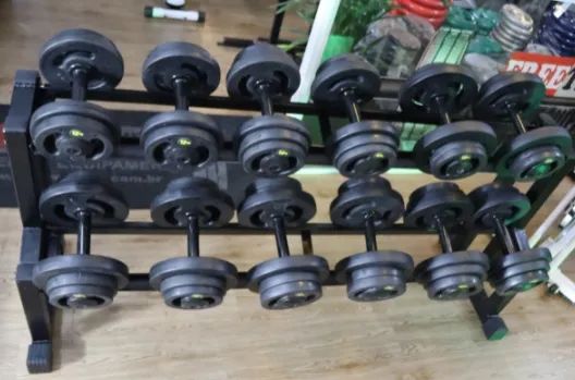 Dumbell injetado Jogo de 12 a 20kg + Suporte