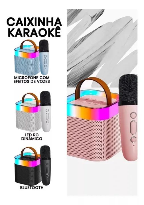 Caixinha De Som Karaoke Com Microfone Led Rgb Bluetooth - Foto 3