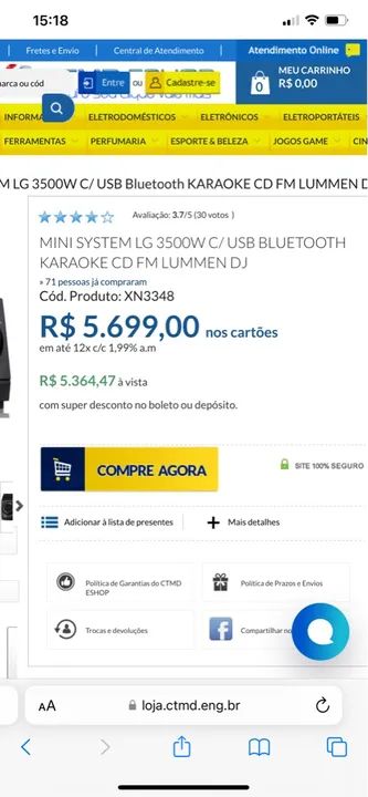 Mini System LG 3500W com Bluetooth - Foto 4