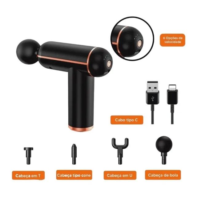 Pistola Massageador Portátil - 6 velocidades - Foto 3