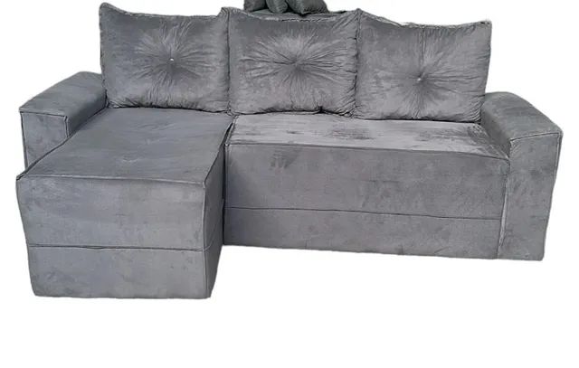 Sofá  De 3 Lugares  Chaise Ane Na Cor Cinza  - Foto 2