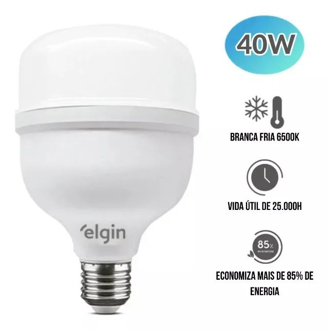 Lâmpada Led Super Bulbo 40W Bivolt 6500K Elgin - Foto 3