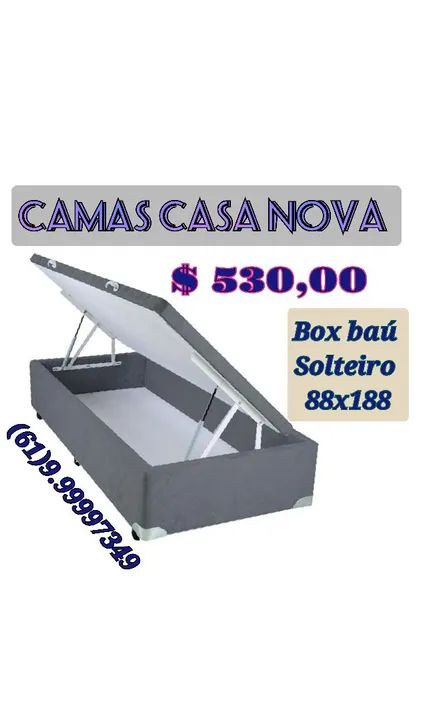 Cama box baú solteiro 88x