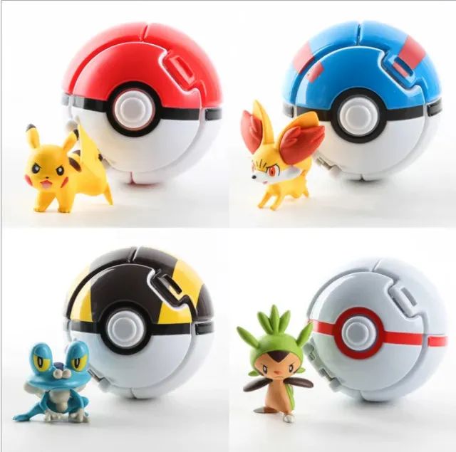 Kit 4 Pokémons com Pokebolas - Pikachu - Quatro Action Figures Bonecos - Foto 2