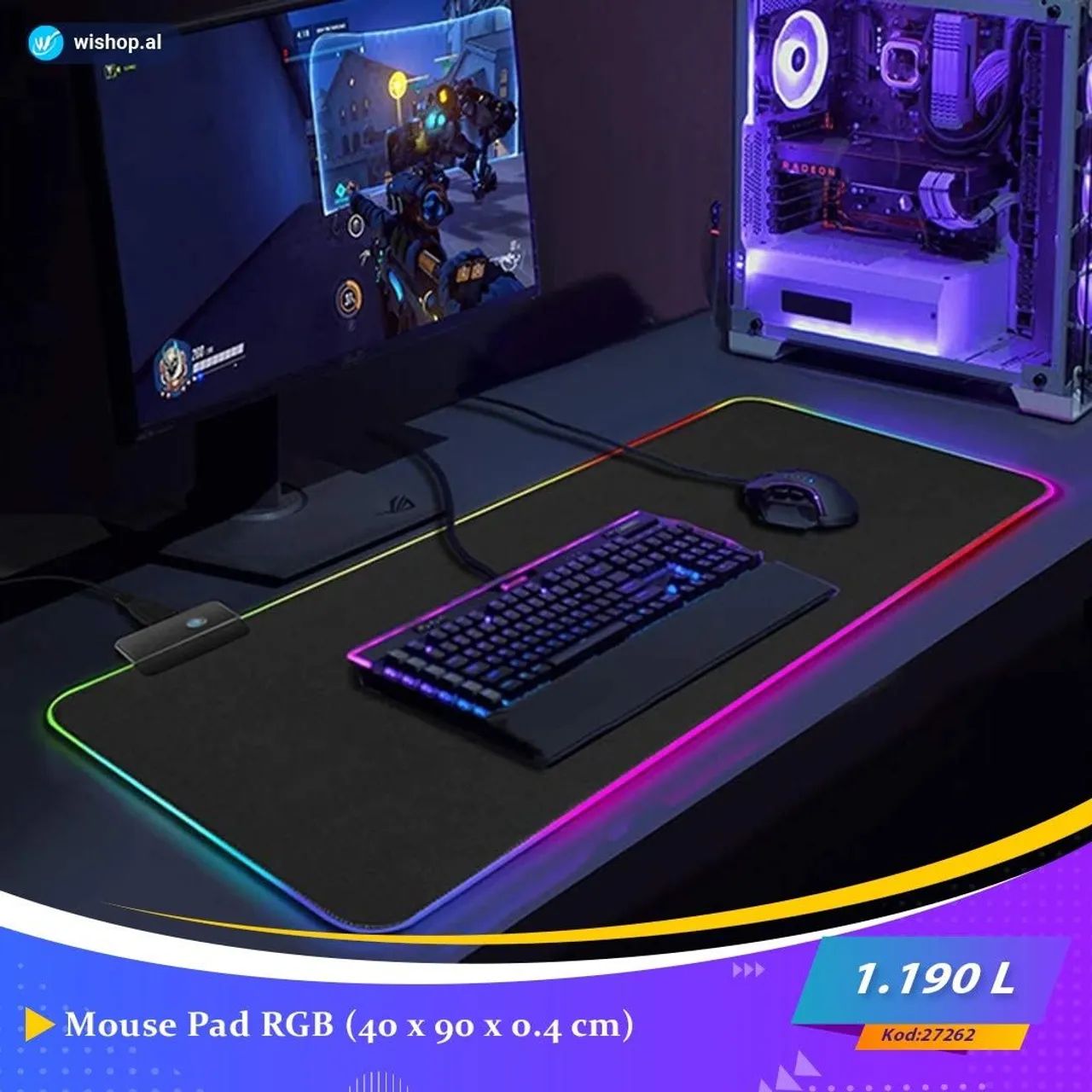 MousePad Gamer 9H Led Rgb 80x30 Cm Extra Grande Novos - Somente Hoje !