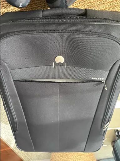 Mala De Viagem Delsey Grande Preta Duplo Zíper Anti Furto