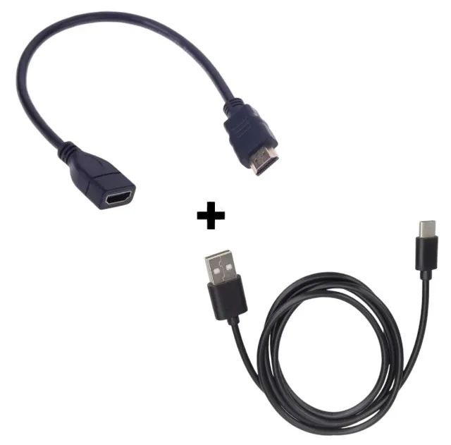 Kit Cabos Extensor HDMI + Carregador USB Tipo C Para Celular Pc Computador Game Stick GD10