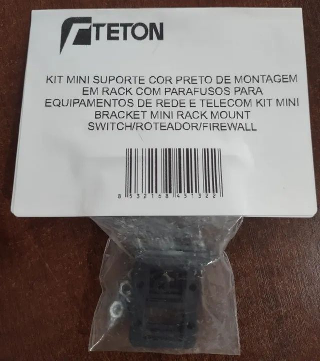 Kit Mini Suporte Preto Rack C/ Parafusos Para Rede/Telecom Mini Bracket Switch/Roteador/Fi