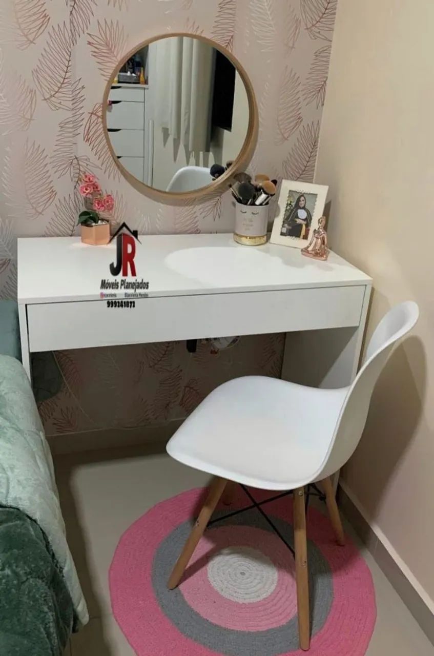 Mesa de Escritório Branca com Gaveta