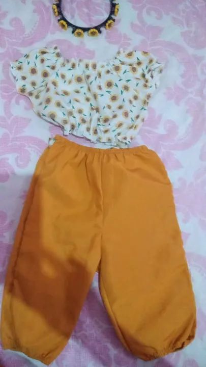 Conjunto para Bebê Menina girassol com tiara   - Foto 4