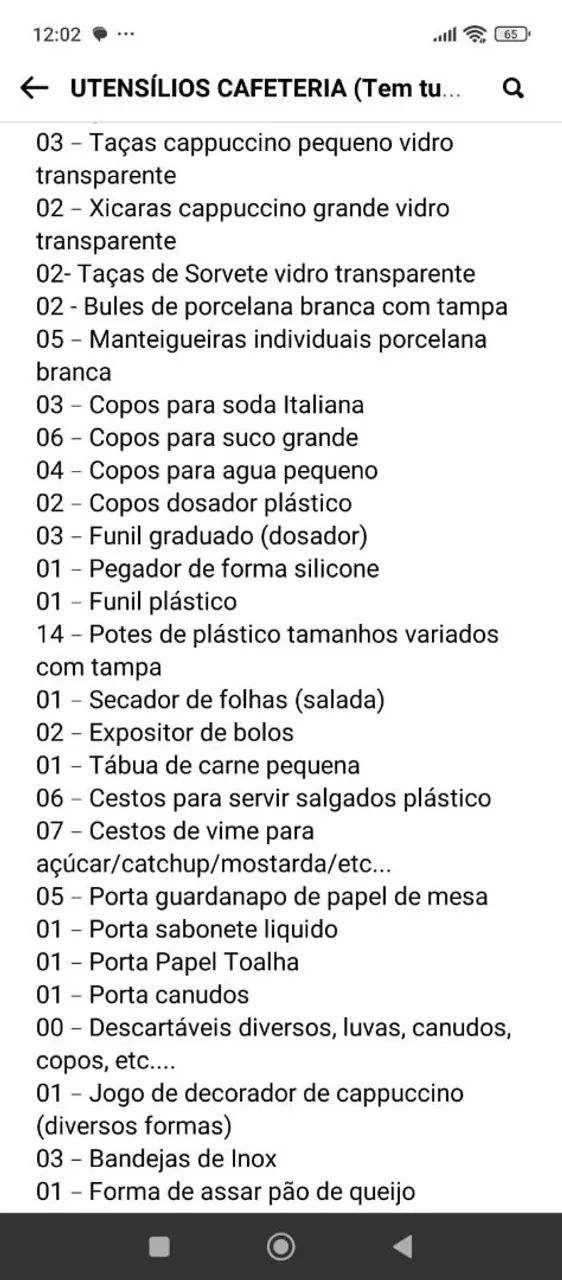 Itens para Cafeteria 64313657723395125