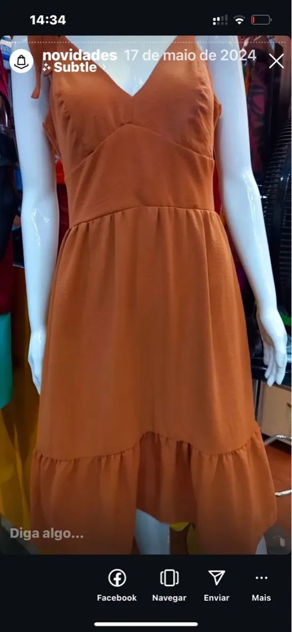 Vestido Laranja de Alça veste 40 e 42