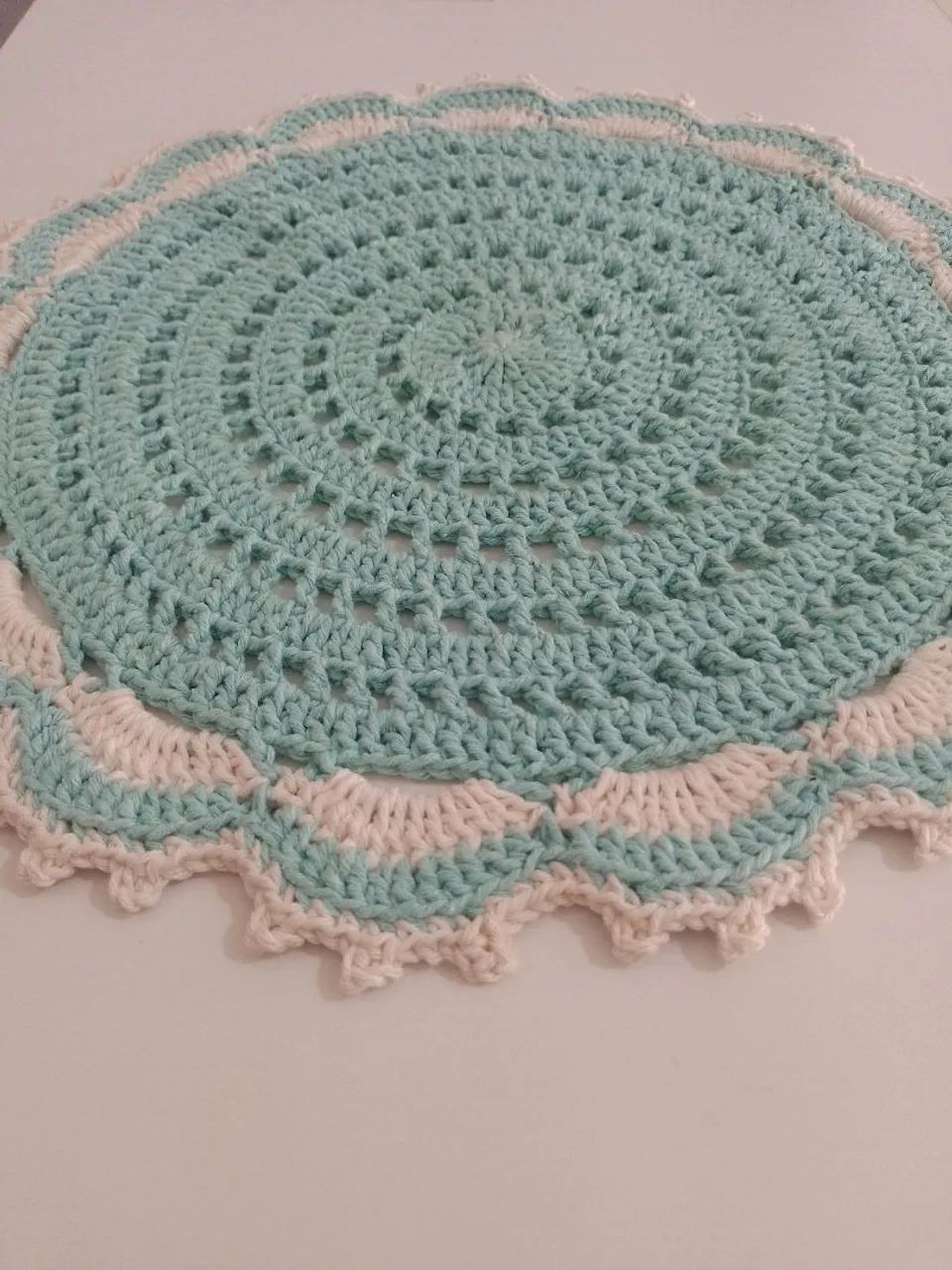Supla de crochê -  azul e branco - Foto 3