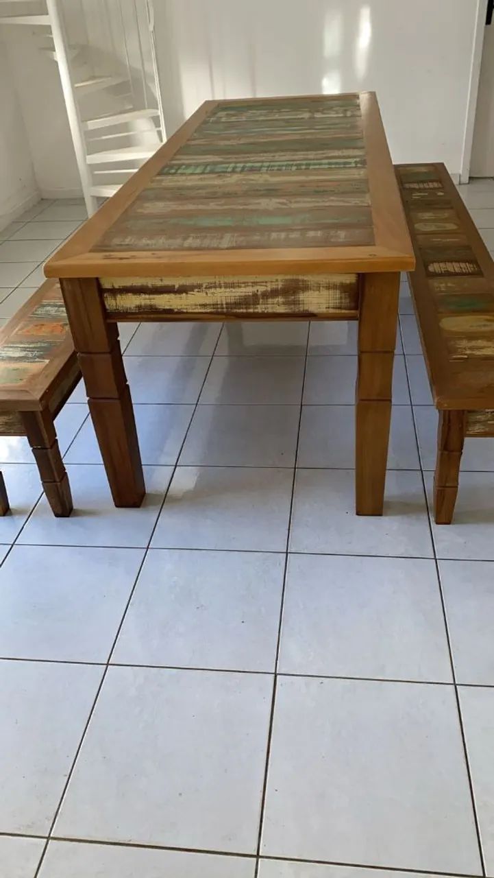 Mesa de Jantar em Madeira de Demolição - Foto 3