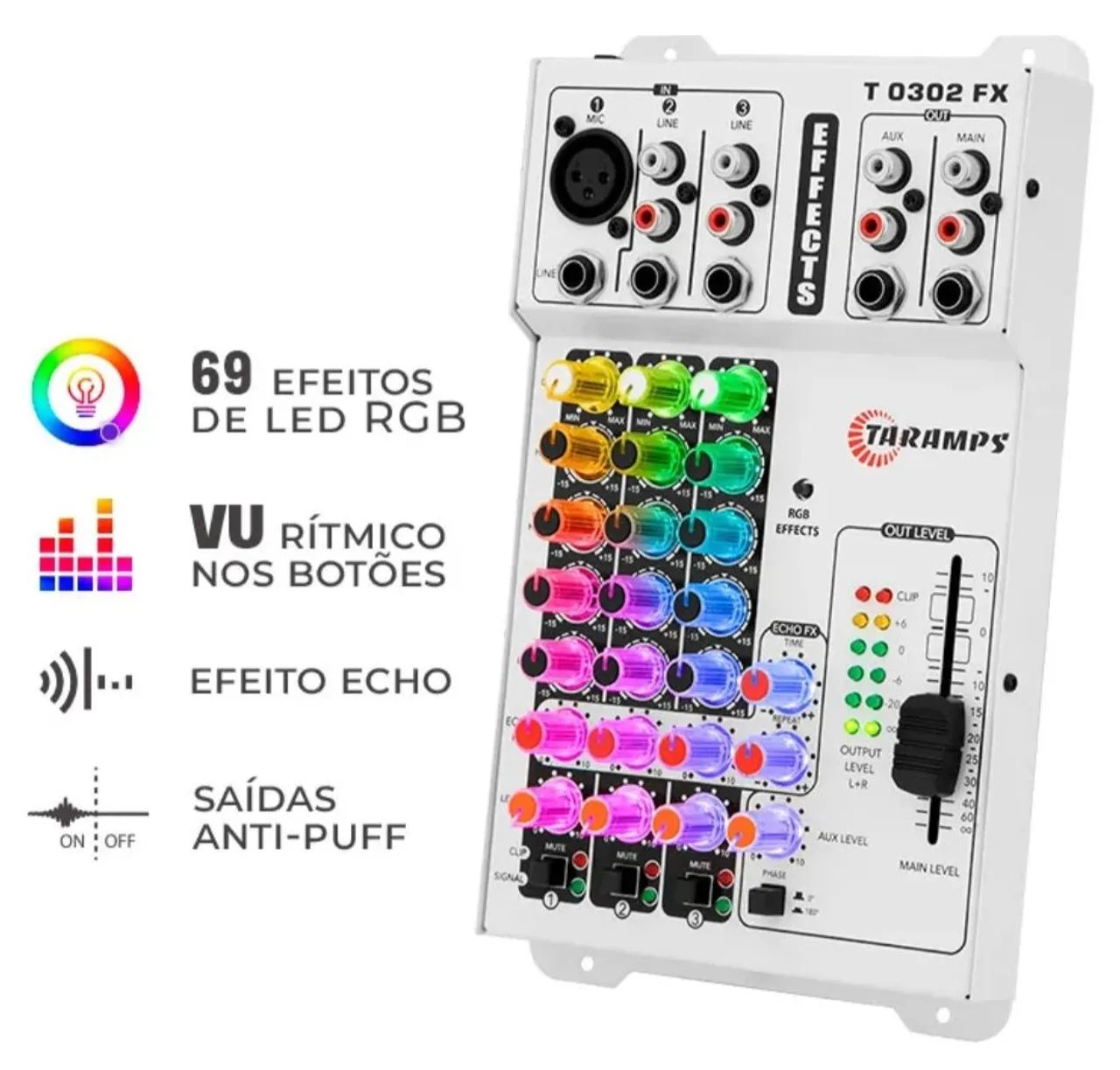 Mesa de Áudio Taramps T0302 Multicolor FX