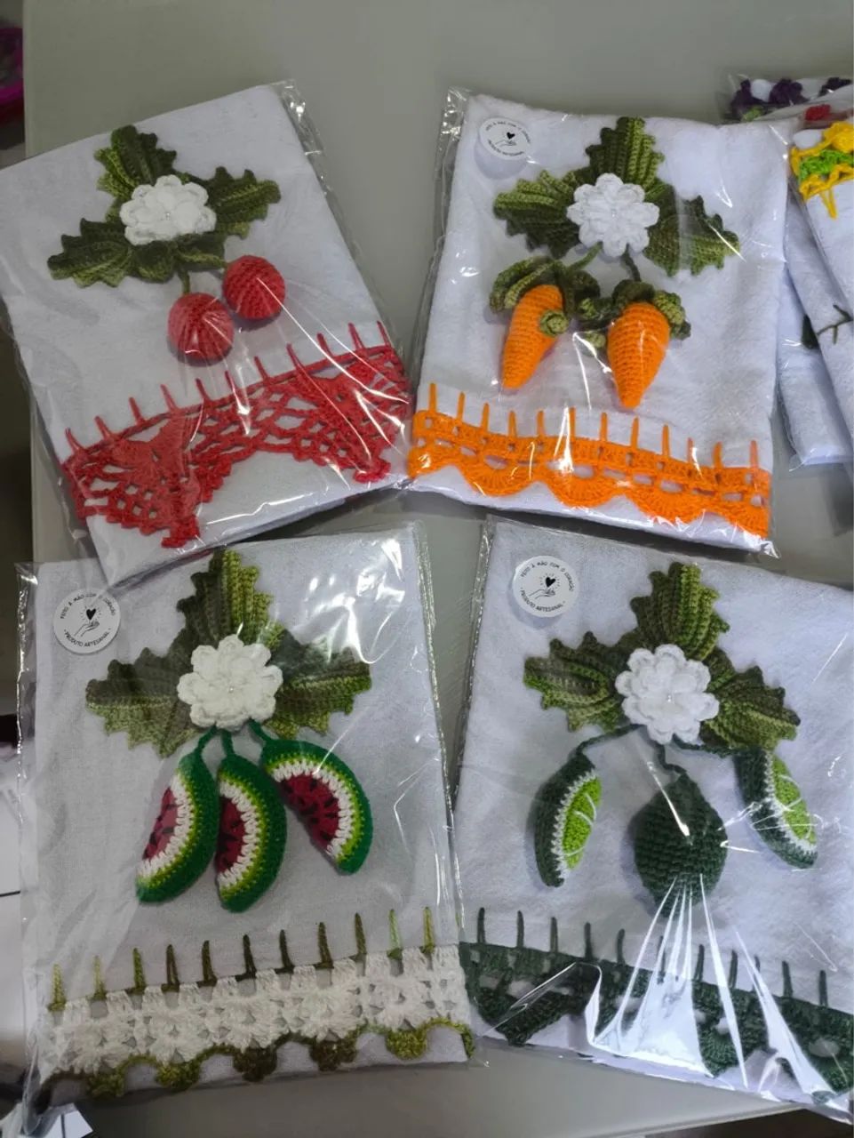Pano de Prato Artesanal Frutas de Crochê - Foto 2