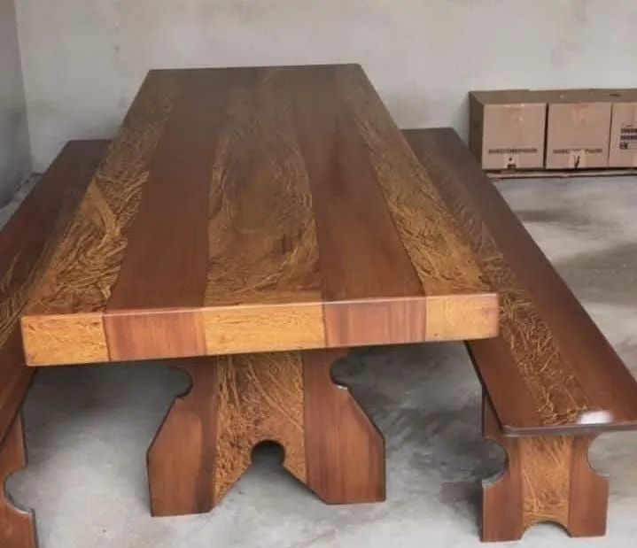 Mesa de Ardósia rústica com bancos embutidos - Foto 4