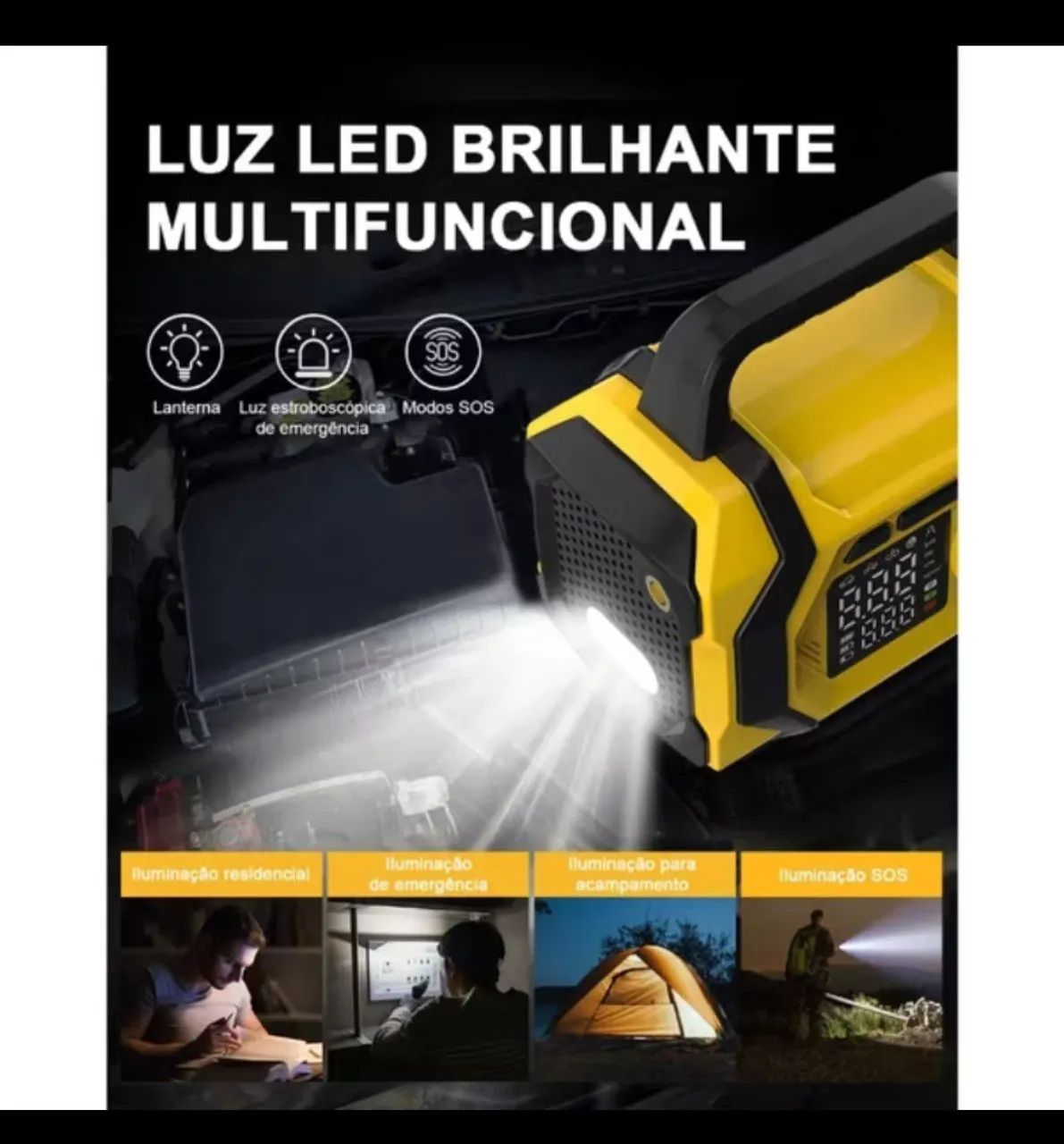 Auxiliar Partida Bateria Compressor Ar Emergência Portátil Com Soprador Com Compressor . - Foto 6