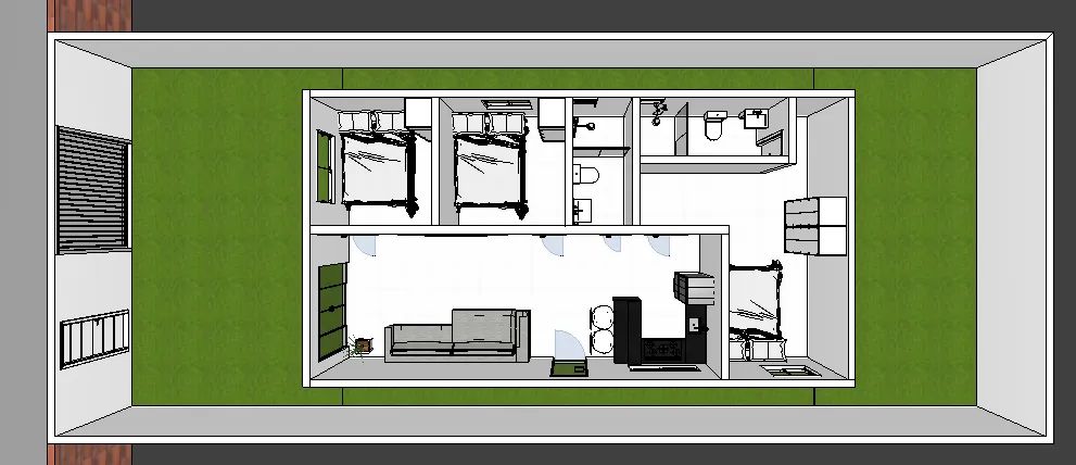 Planta baixa 3D Residencial e Comercial