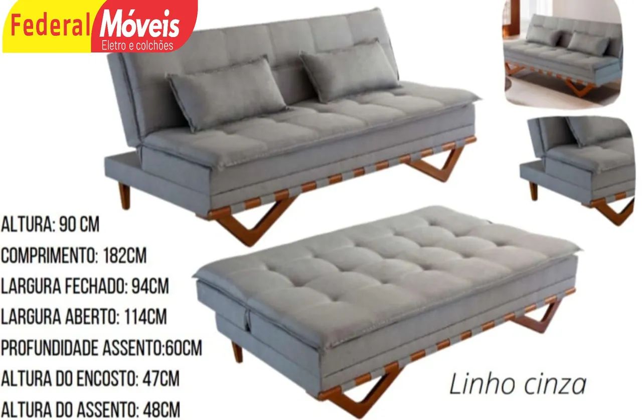 Sofá Cama 1,82m Linho Design Exclusivo - Oferta! - Foto 2