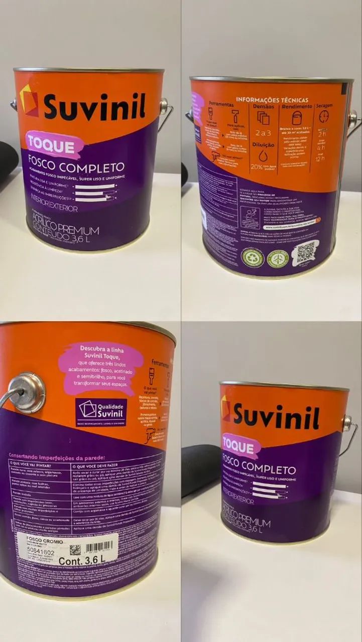 Tinta Suvinil nova e lacrada, 3.6 litros