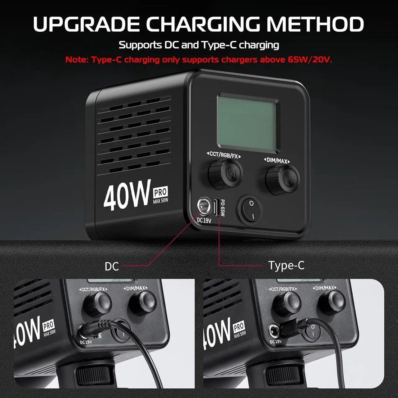 Ulanzi 40w Pro Cob Iluminação Contínua Led Bi-color 127/220v Preto  - Foto 3