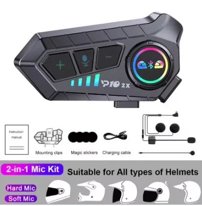 Par Intercomunicador YP10 2x 300m Bluetooth 5.3 Fone Capacete - Foto 2