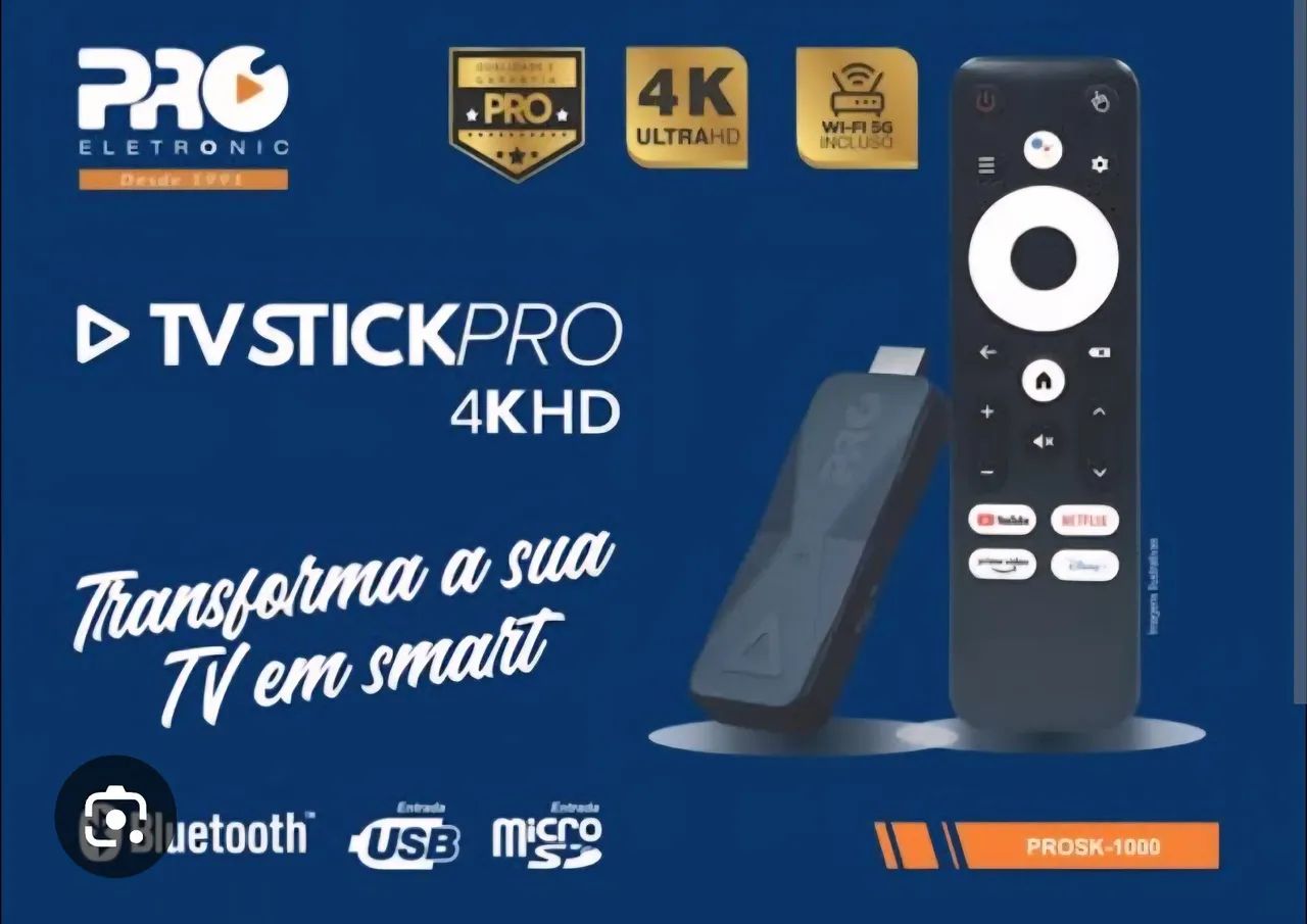 Tv Stick Pro 4k Hd Proeletronic Controle Por Voz Android - Foto 3