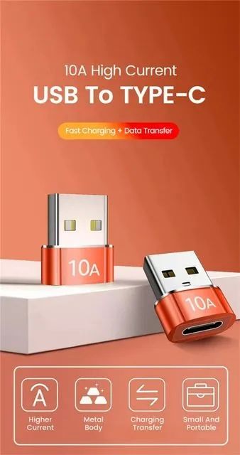Adaptador USB-A para USB-C 10A - Carregamento Rápido - Foto 3