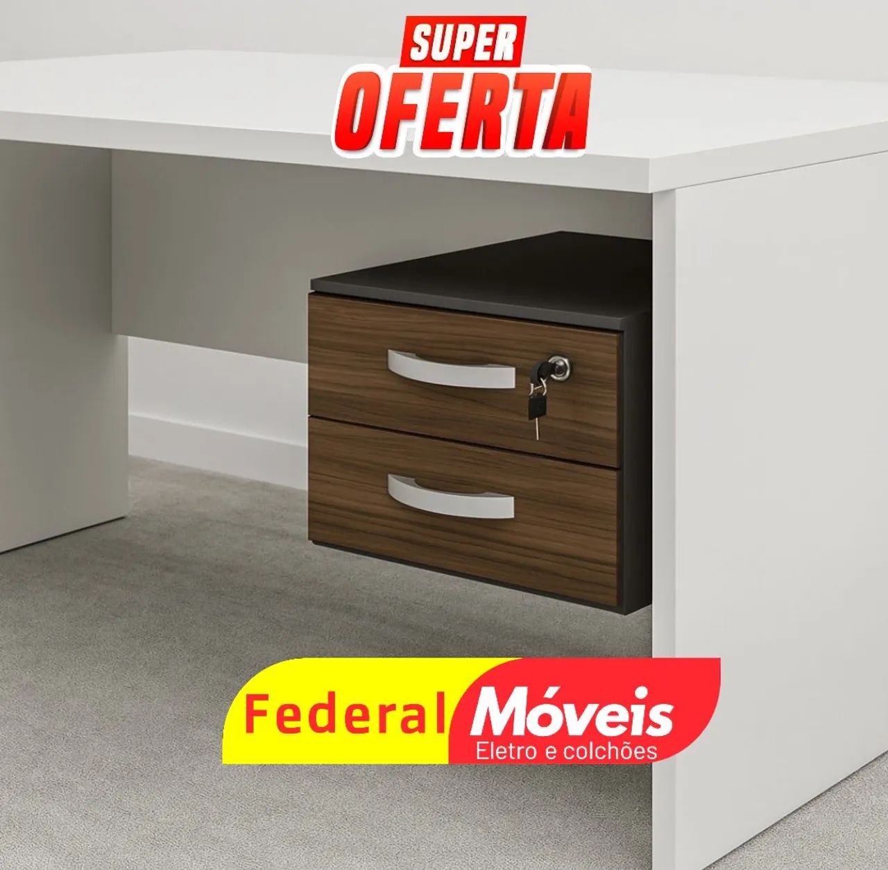 Gaveteiro 2 Gavetas - Novo, resistente e com chave!