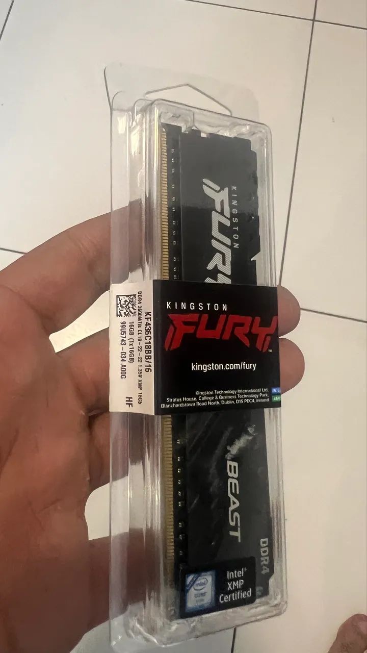 Kit Memórias Kingston Fury Beast, 32GB (2x16GB), 3600MHz, DDR4, Preto, KF436C18BB/16 - Foto 2