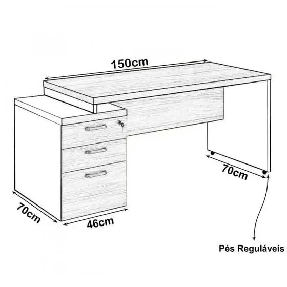 Mesa Pedestal Reta (03 Gav.) - 1,50X0,70M Prima - Foto 2