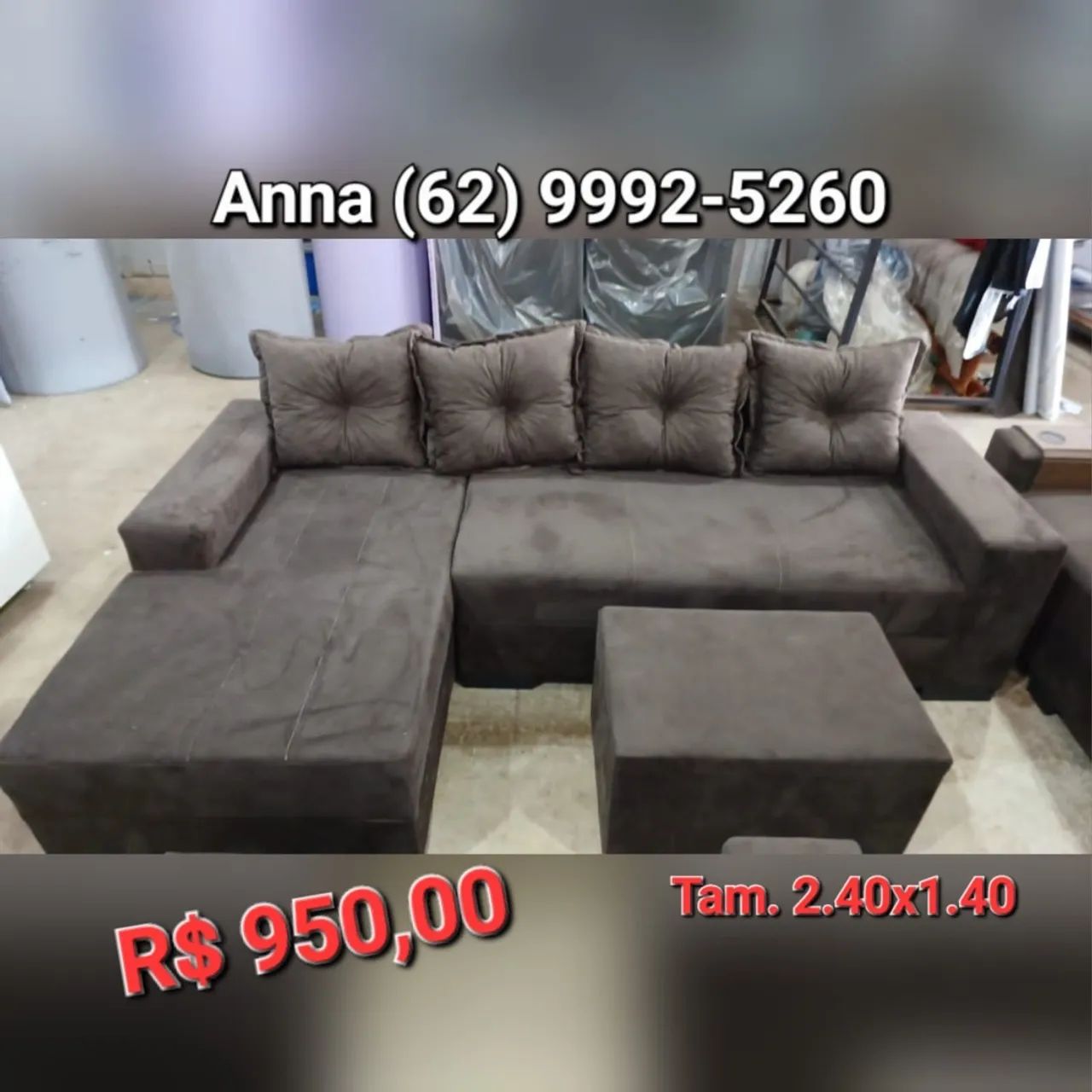Sofá Chaise 3 Lugares - Novo