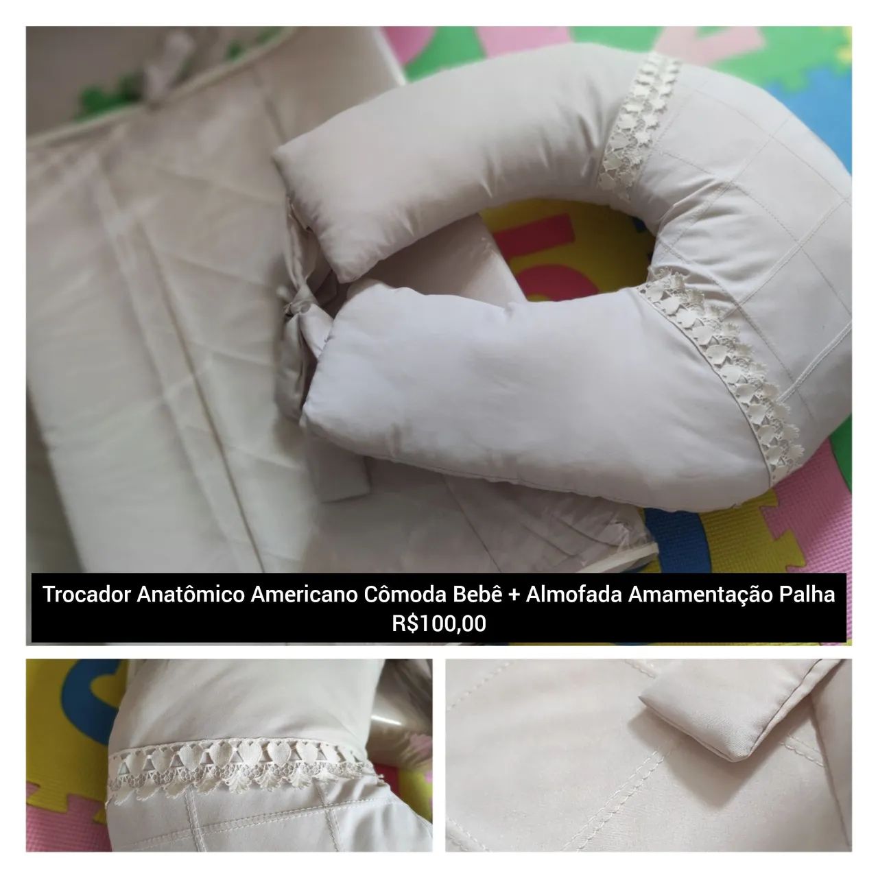 Trocador + Almofada Amamentação na cor Palha