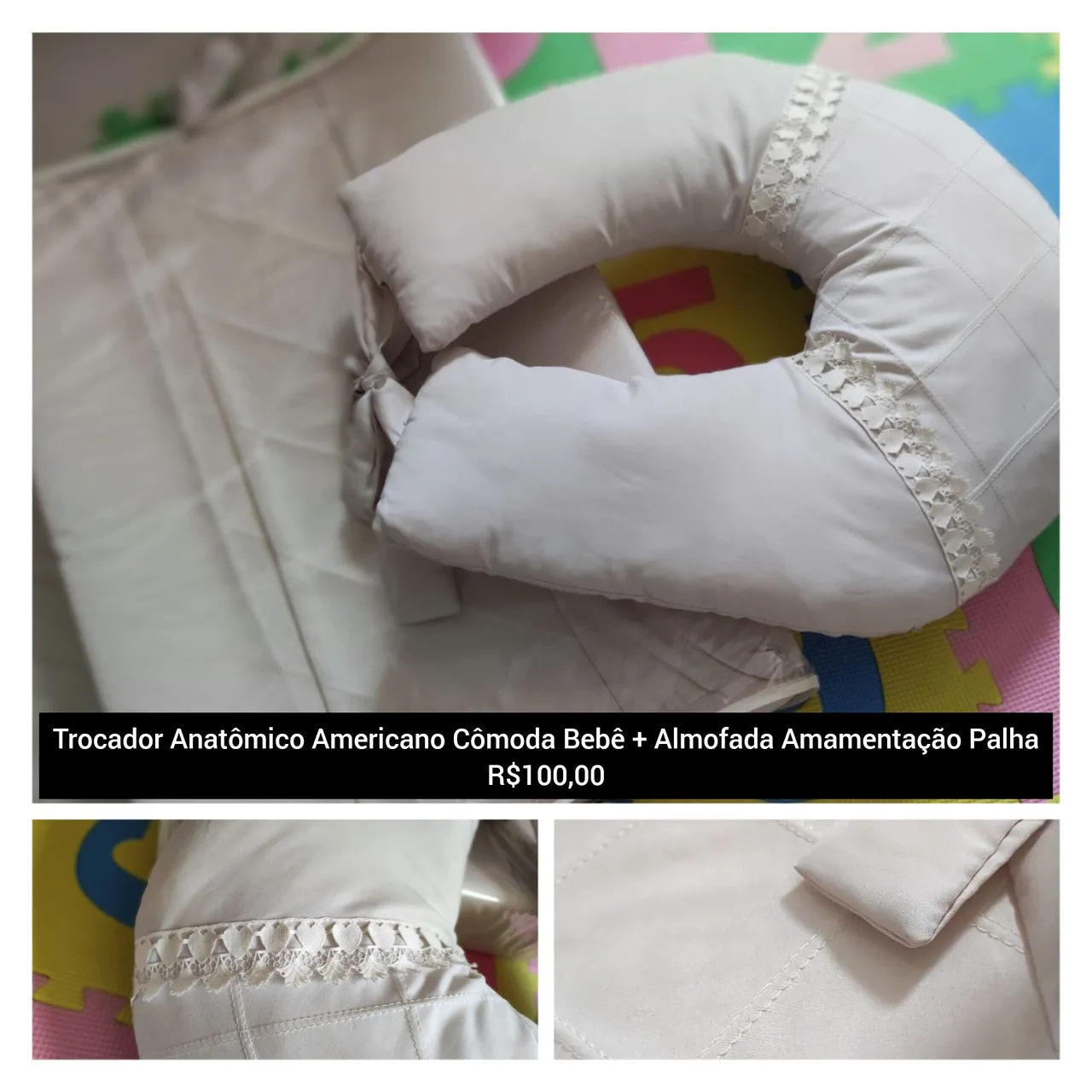 Trocador + Almofada Amamentação na cor Palha
