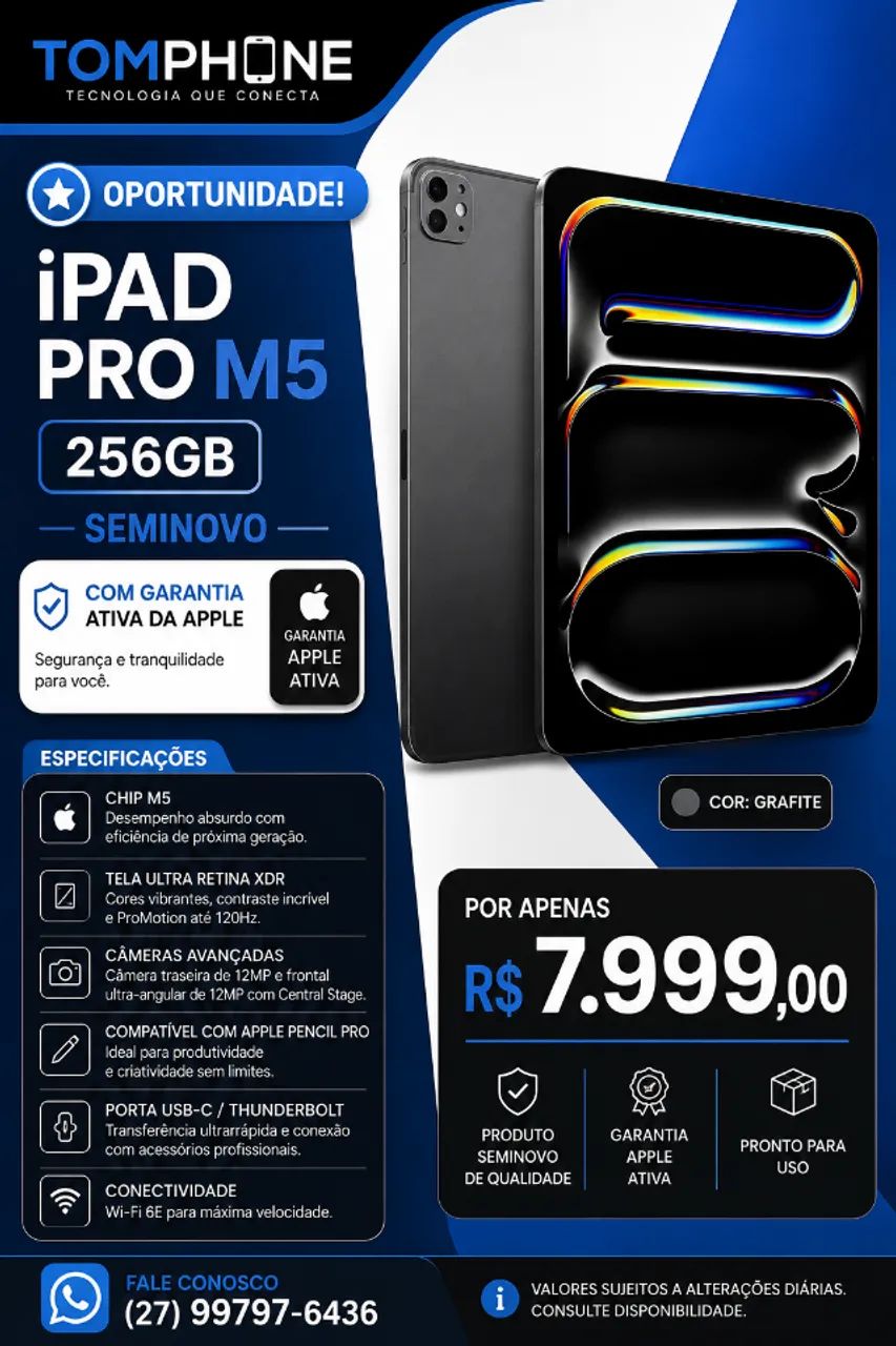 iPad Pro M5 256 GB - Grafite | Seminovo (ipad/tablet) - Tablets e