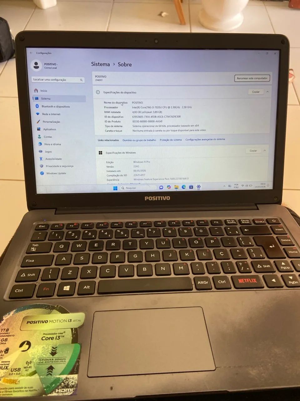 Notebook Positivo Core i3 / 4GB RAM / SSD 480GB / Windows 10 LTSC - Foto 5