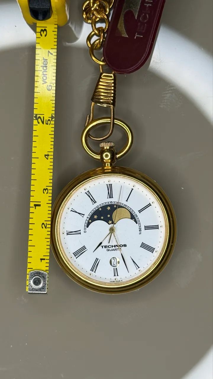Relógio de bolso Fases da lua raroTechnos década de 80/90 - Foto 2