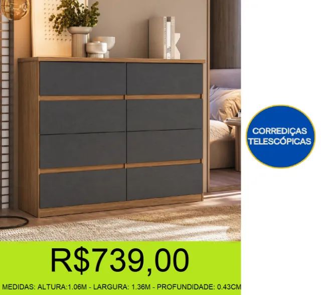 comoda - roma - 8 gavetas - compre e retire hoje mesmo  - Foto 2