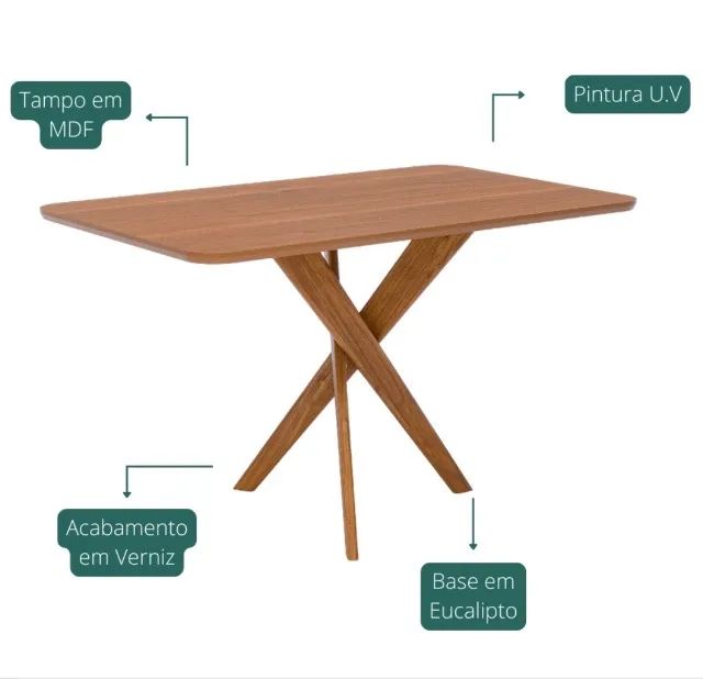 Mesa de Jantar Belluno 1,30 m Madeira Cinamomo - Foto 2