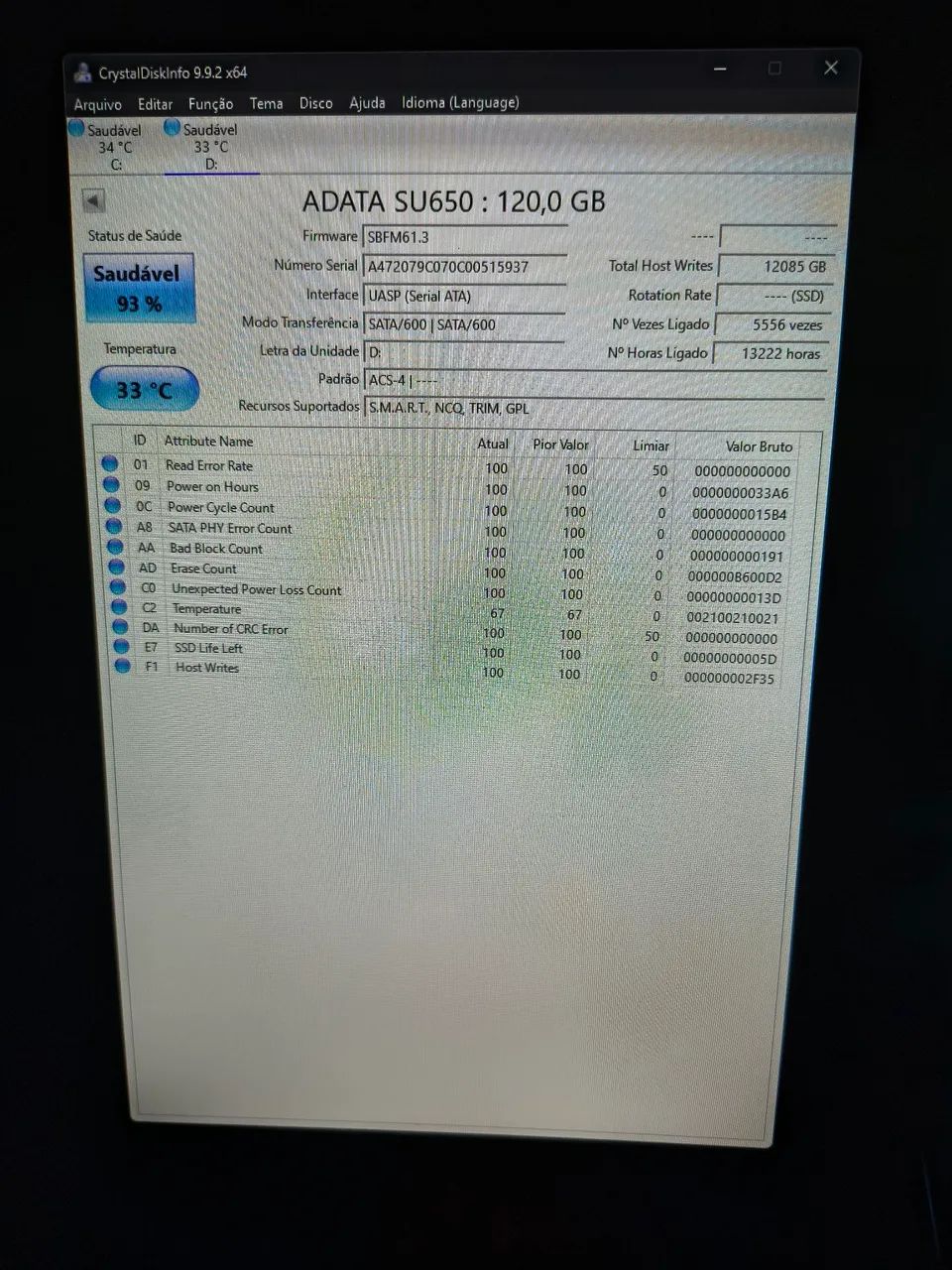 SSD SATA 120 GB ADATA  - Foto 3