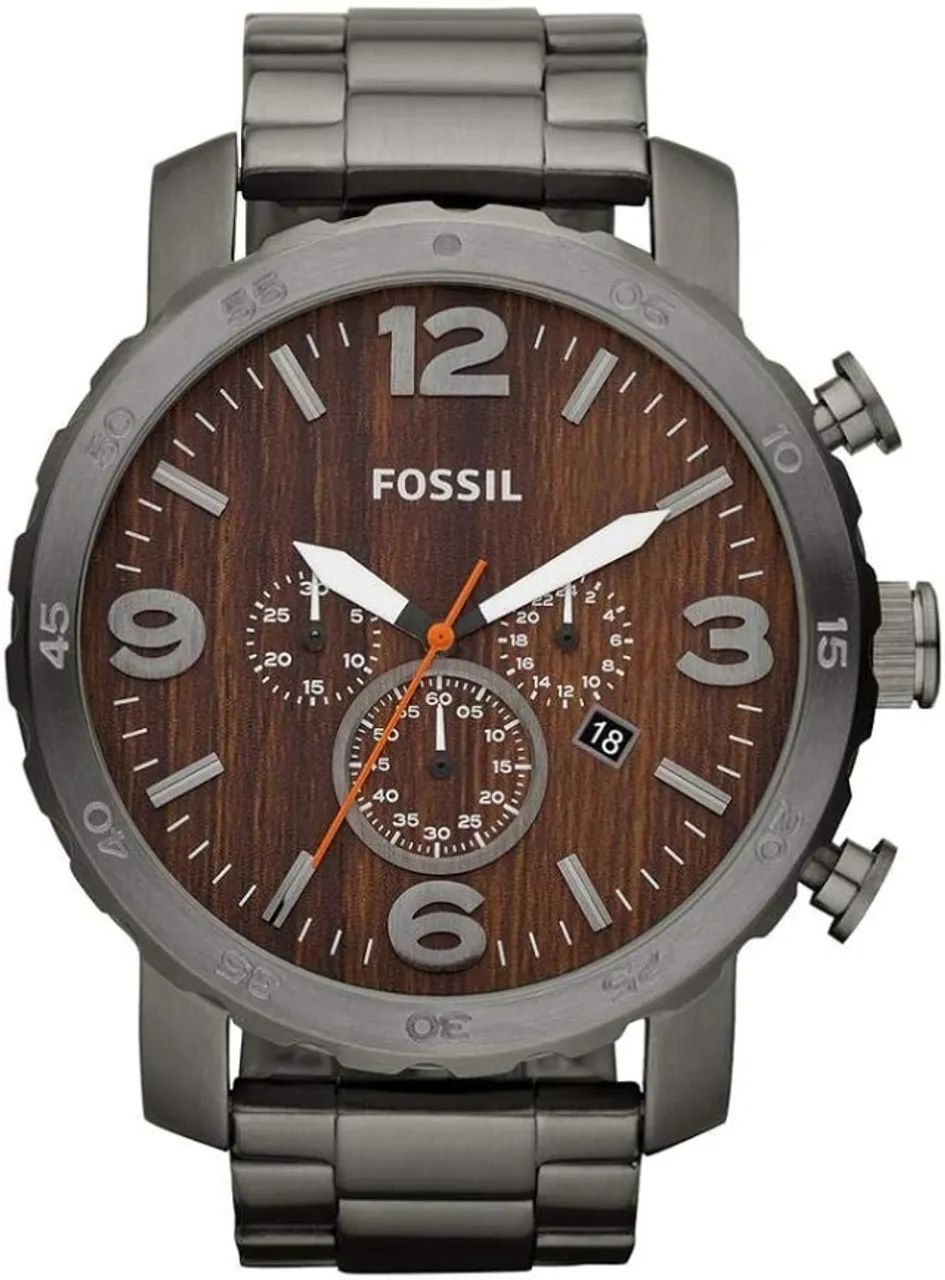 Relógio Fossil JR1355 Nate Chronograph Grafite com mostrador marrom