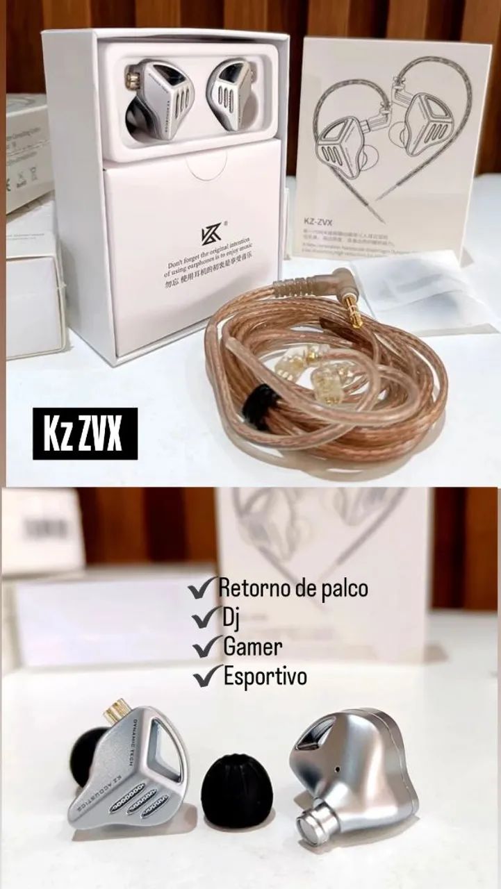 Fone KZ ZVX Retorno HiFi Original - Fones de Ouvido - Manaíra