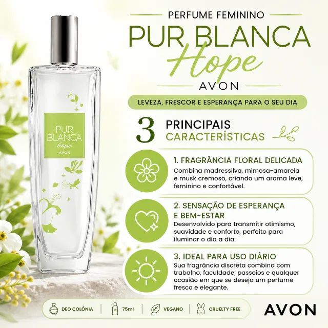 Perfume Feminino Hope Pur Blanca Avon - 75 ml