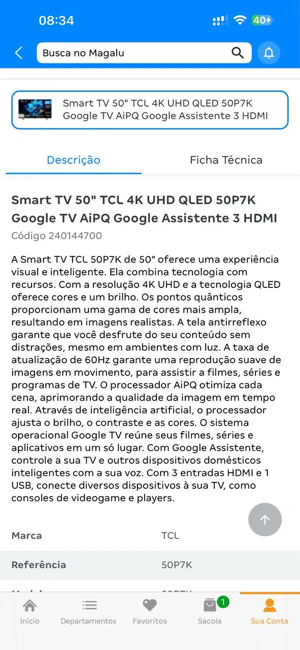 TV 50 polegadas ( 3 meses de uso )  - Foto 2