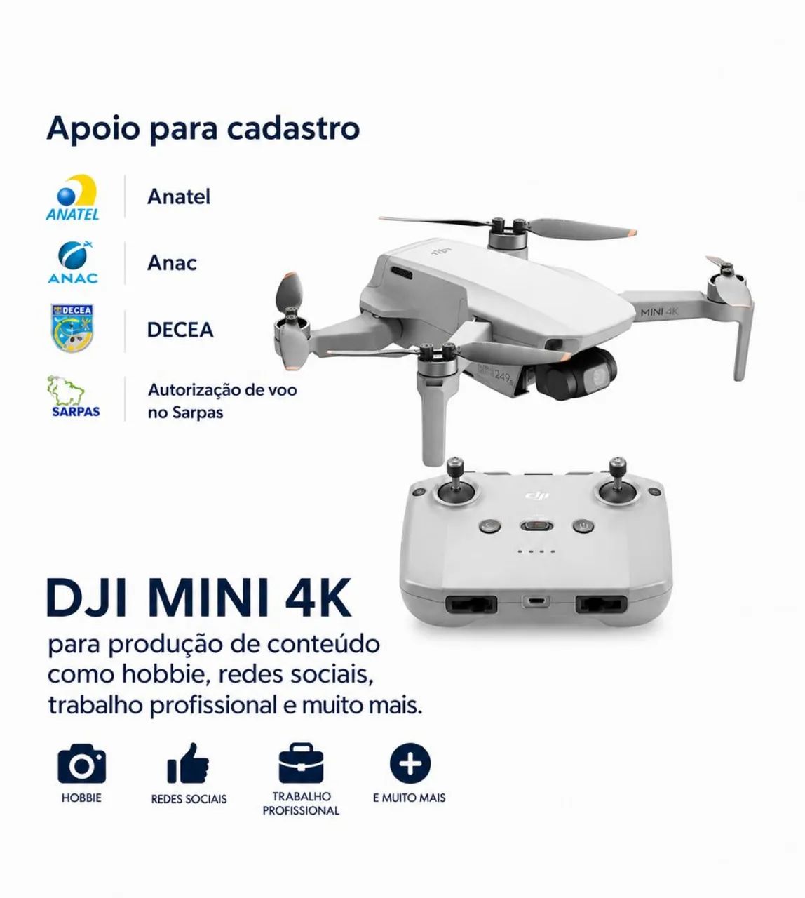 DJI MINI 4K standart LACRADO com nota para homologar na ANATEL  - Foto 2